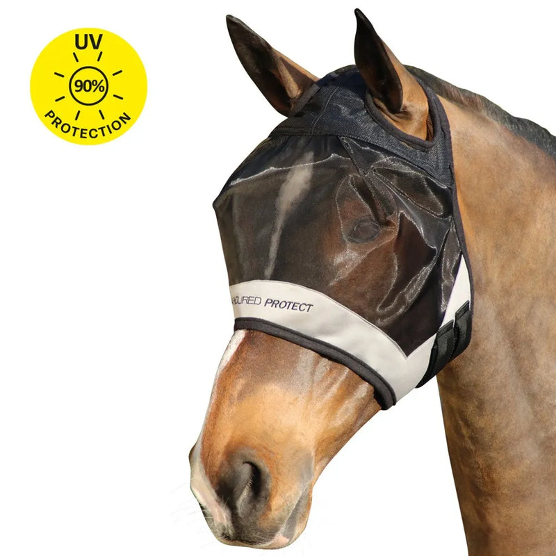 Hy Equestrian Armoured Protect Half Mask without Ears - Black/Grey