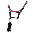 Hy Equestrian Thelwell Collection Balancing Act Head Collar & Lead Rope - Red/Navy - Jalex Pet Products 