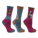 Hy Equestrian Thelwell Collection Pony Friends Socks (Pack of 3) - Imperial Purple/Pacific Blue - Jalex Pet Products 